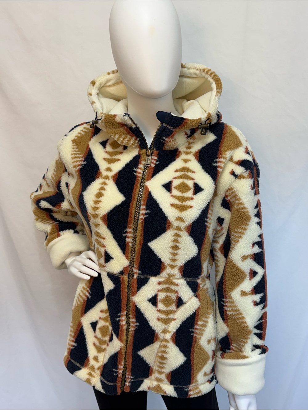 Pendleton Palisade Print Los Lunas Hooded Sherpa Style Fleece Full Zip Jacket